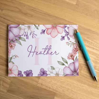 Personalized Note Cards - Custom Folded Notecards with Wildflower Stationery & Matching Envelopes Included