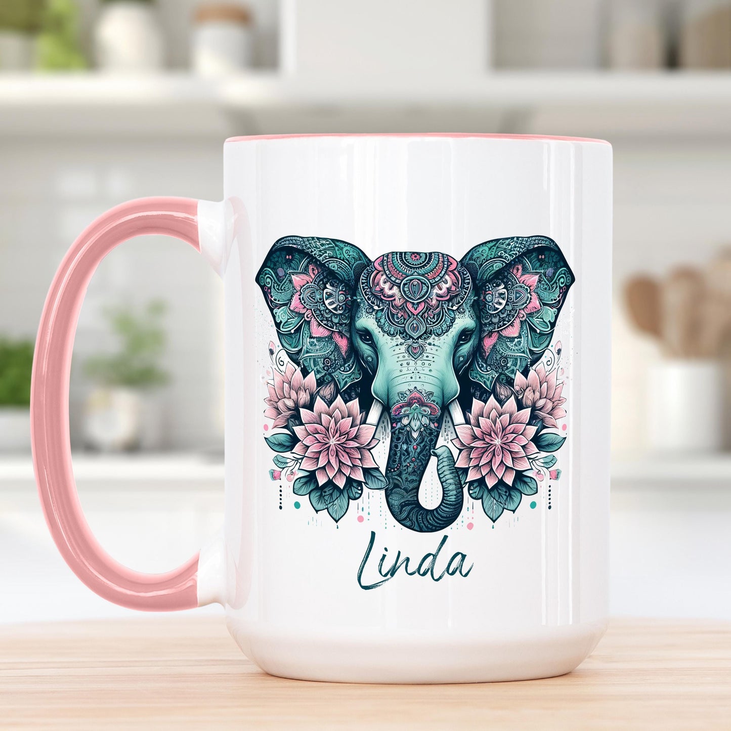 Personalized Elephant Mug - Custom Coffee Cup for Elephant Lovers Gift | Microwave Safe Ceramic