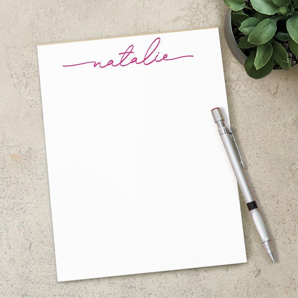 Personalized Notepad - Custom Signature Pad | Script Font Notepad | Teacher Gift Ideas