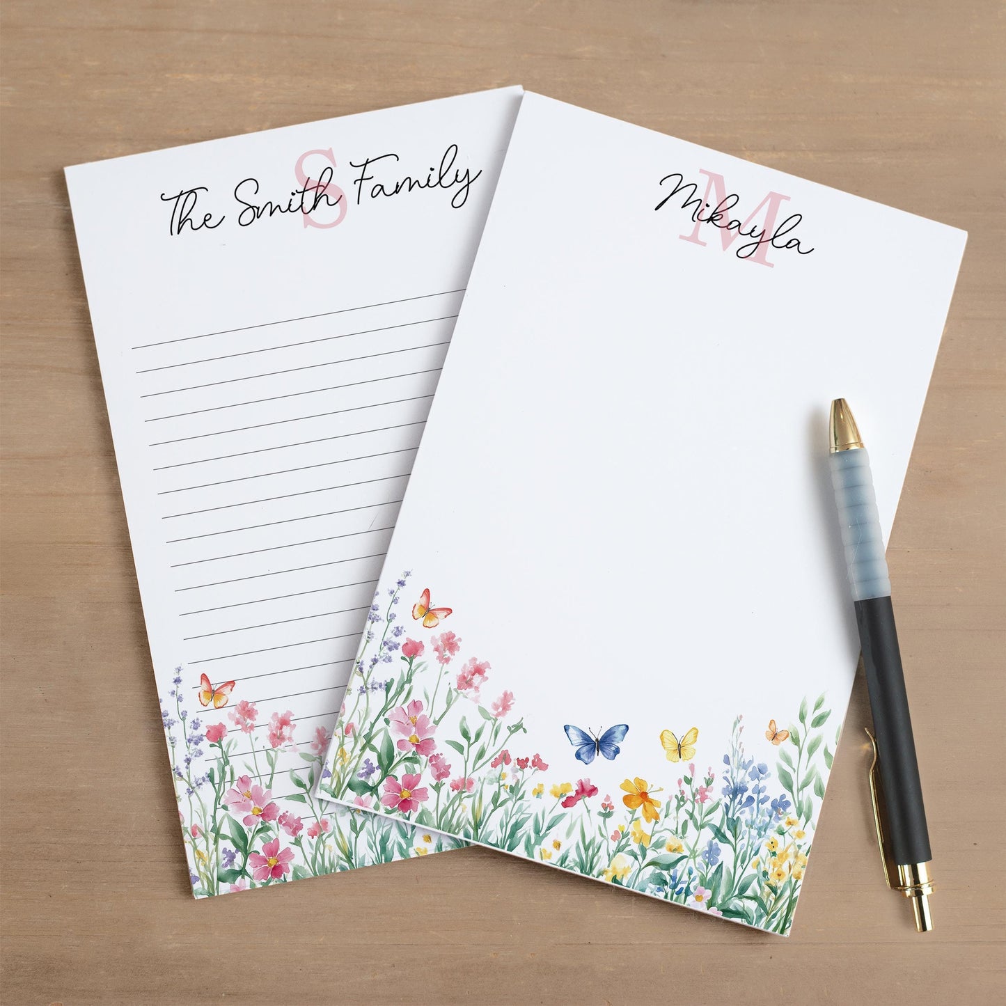 Personalized Monogram Notepad - Custom Name Wildflower Notepad | Party Favor Gifts