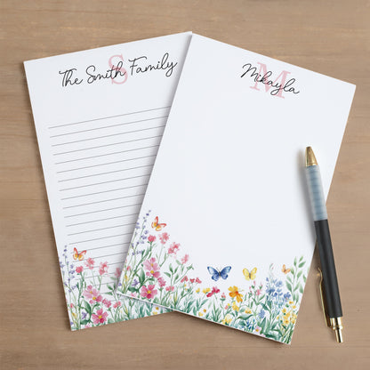 Personalized Monogram Notepad - Custom Name Wildflower Notepad | Party Favor Gifts
