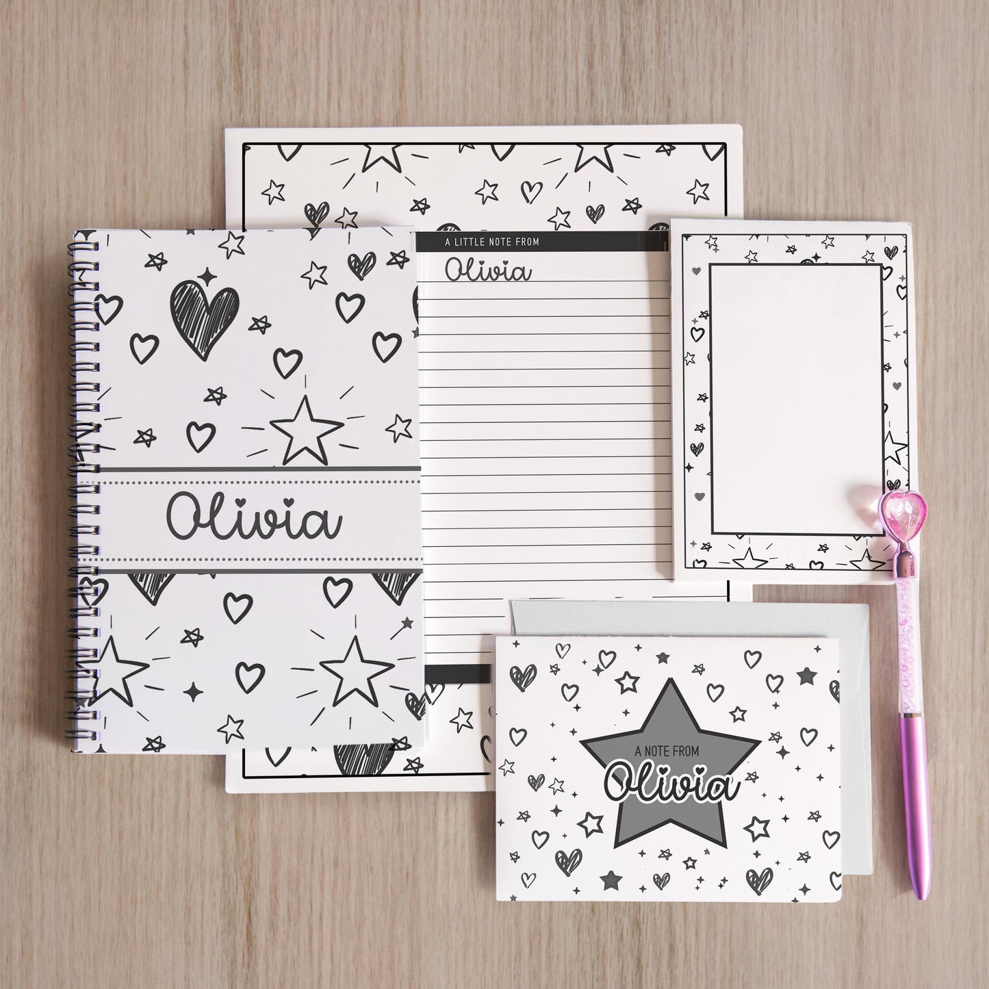 Personalized Stationery Set - Girls Letter Writing Paper & Teen Tween Notebook Gift