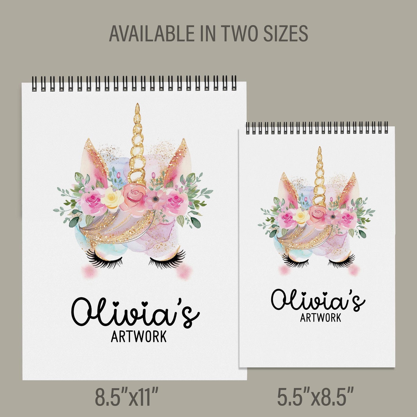 Personalized Kids Sketchbook - Custom Drawing Pad with Name | Unicorn Art Book