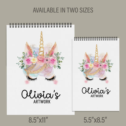 Personalized Kids Sketchbook - Custom Drawing Pad with Name | Unicorn Art Book