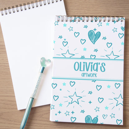 Personalized Sketchbook Girls – Custom Name Drawing Journal | Spiral Bound Art Pad