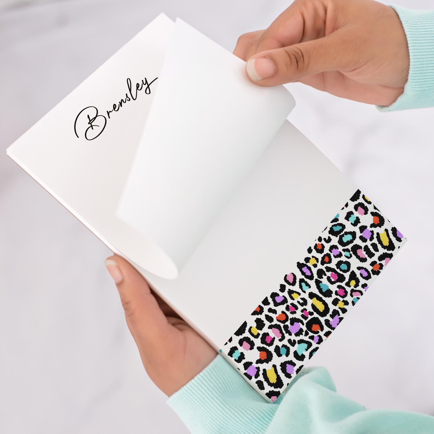 Personalized Notepad - Custom Name Notepad with Leopard Print Stationery | Rainbow Aesthetic Note Pad