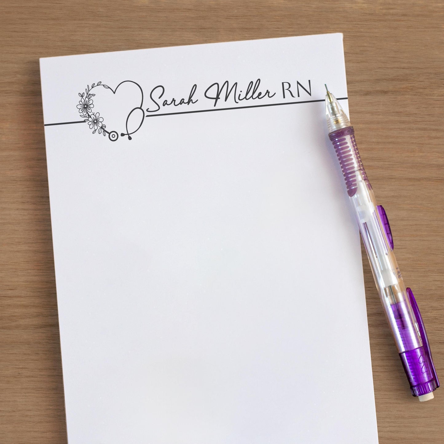 Personalized Nurse Notepad - Custom RN LPN CNA Stationery Gift with Tear Away Pages