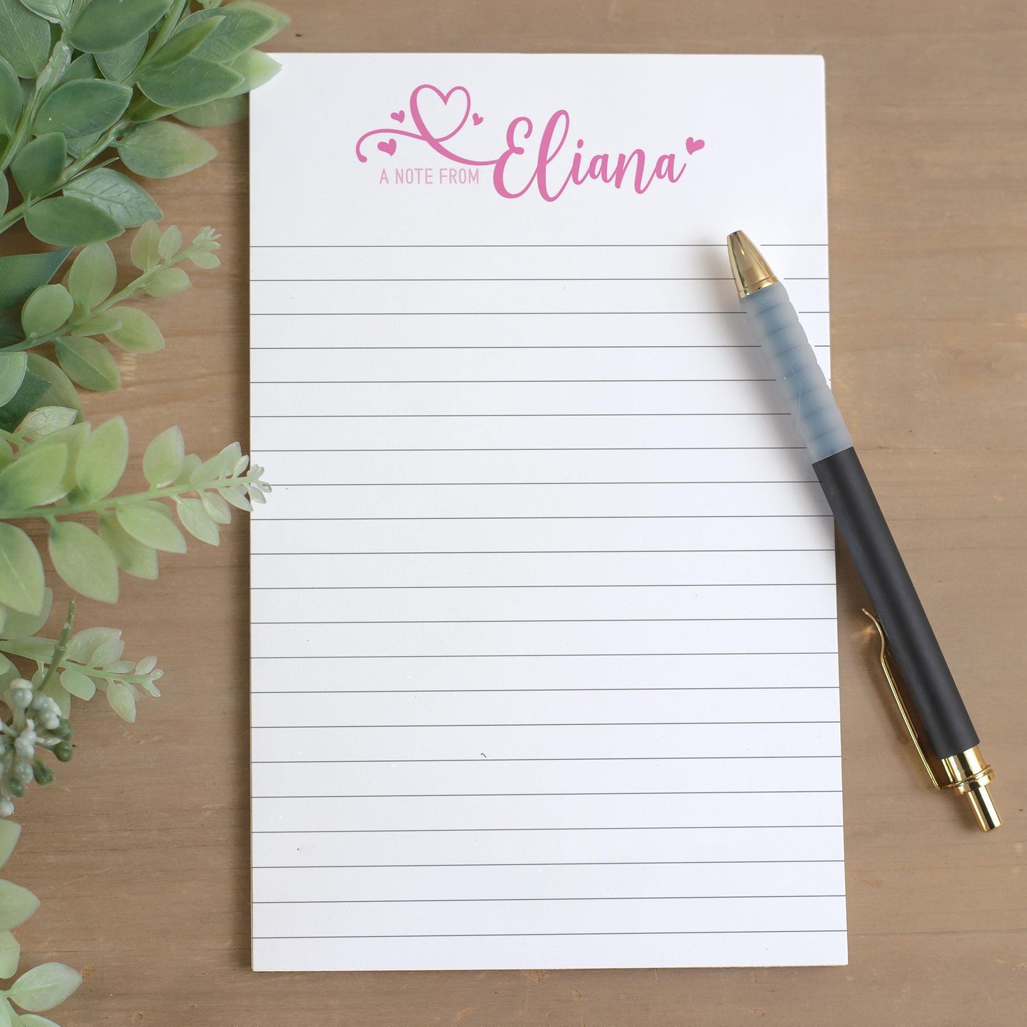 Personalized Notepad – Girls Script Heart Notepad | Custom Stationery Gift for Teacher