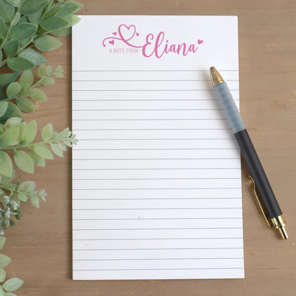 Personalized Notepad – Girls Script Heart Notepad | Custom Stationery Gift for Teacher
