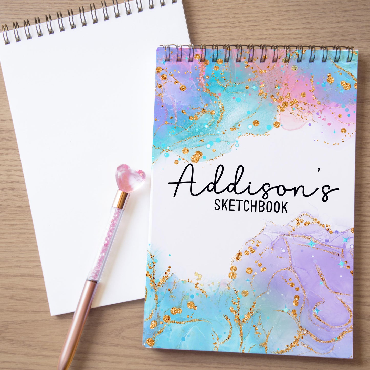 Personalized Sketchbook Girls - Custom Art Pad with Heavyweight Drawing Paper, Spiral Bound