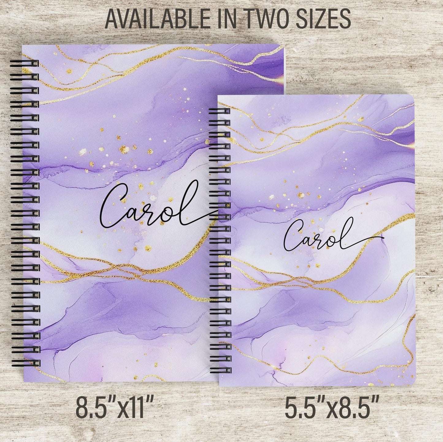 Personalized Purple Notebook - Custom Sketchbook With Name | Spiral Bound Journal Gift For Her