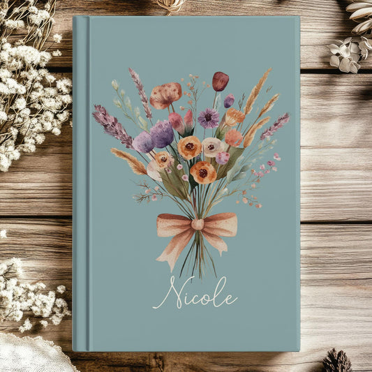 Personalized Hardcover Journal - Boho Floral Notebook | Custom Writing Notebook Gift