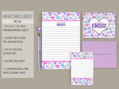 Personalized Stationery Set – Girls Letter Writing Paper & Envelopes Gift