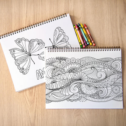 Personalized Coloring Book, 50 Pages, Spiral 11x8.5 Gift For Teens