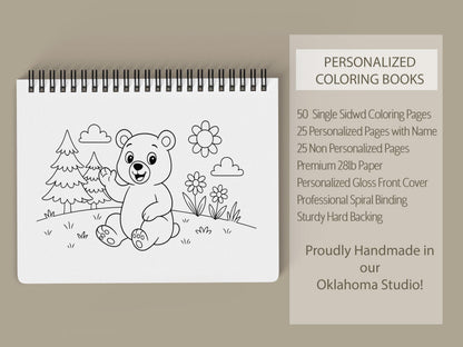 Personalized Animal Coloring Book - Custom Kids Color Book With Name & 50 Pages