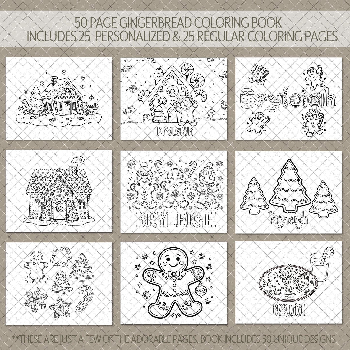 Personalized Christmas Coloring Book Gingerbread Kid Gift 8.5x5.5