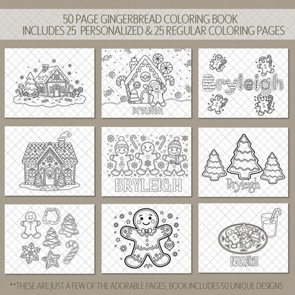 Personalized Christmas Coloring Book Gingerbread Kid Gift 8.5x5.5