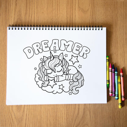 Personalized Unicorn Coloring Book, 50-Page Spiral-Bound Gift Set