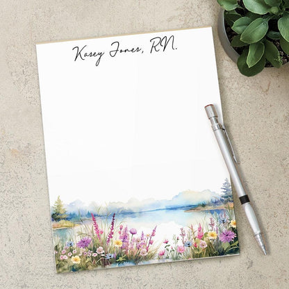 Personalized Notepad – Custom Forest Wildflower Note Pad with Name | Nature Lovers Gift