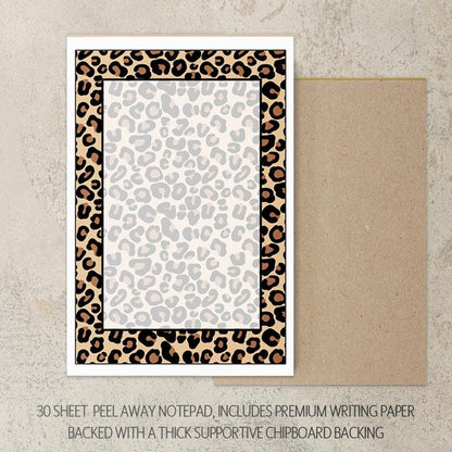Personalized Stationery Set - Leopard Print Writing Paper & Notecards Gift