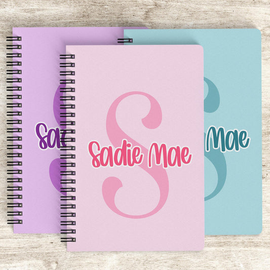 Personalized Girls Notebook - Custom Kids Journal With Monogram Name, Spiral Bound Gift