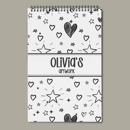 Personalized Sketchbook Girls – Custom Name Drawing Journal | Spiral Bound Art Pad