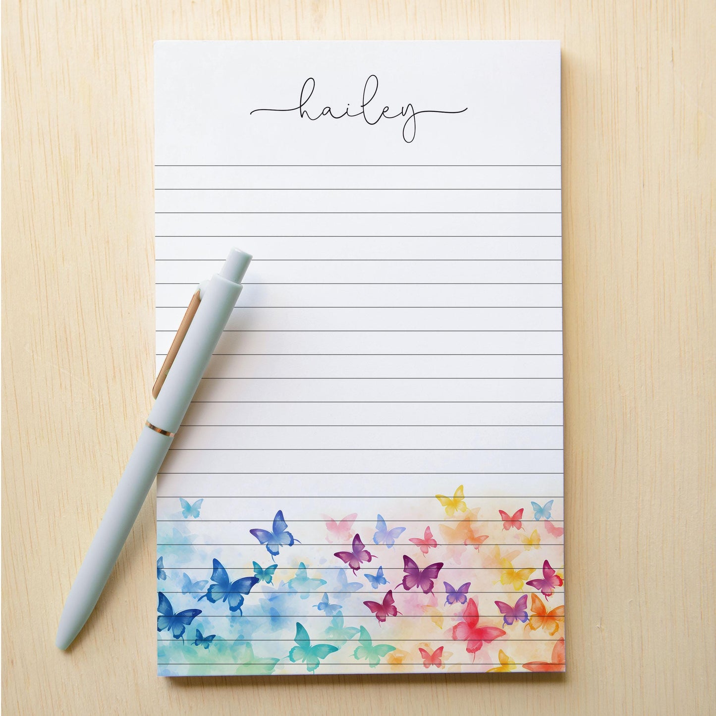 Personalized Butterfly Notepad – Custom Name Notepads with Floral Butterfly Notes