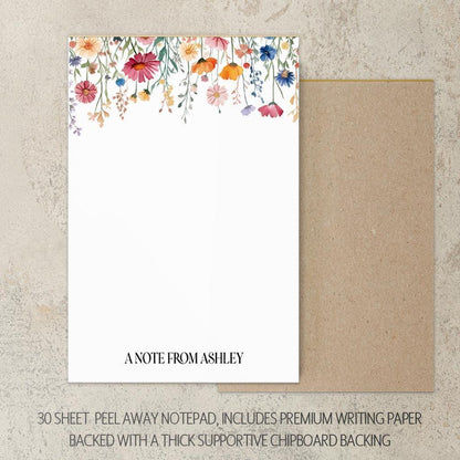 Personalized Stationery Set - Floral Stationery Kit With Spiral Notebook & Lined Writing Sheets