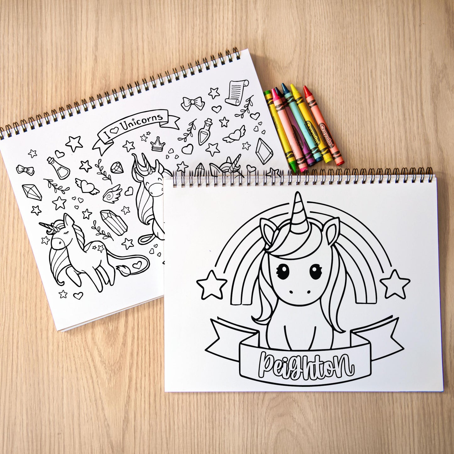 Personalized Unicorn Coloring Book, 50-Page Spiral-Bound Gift Set