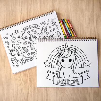 Personalized Unicorn Coloring Book, 50-Page Spiral-Bound Gift Set