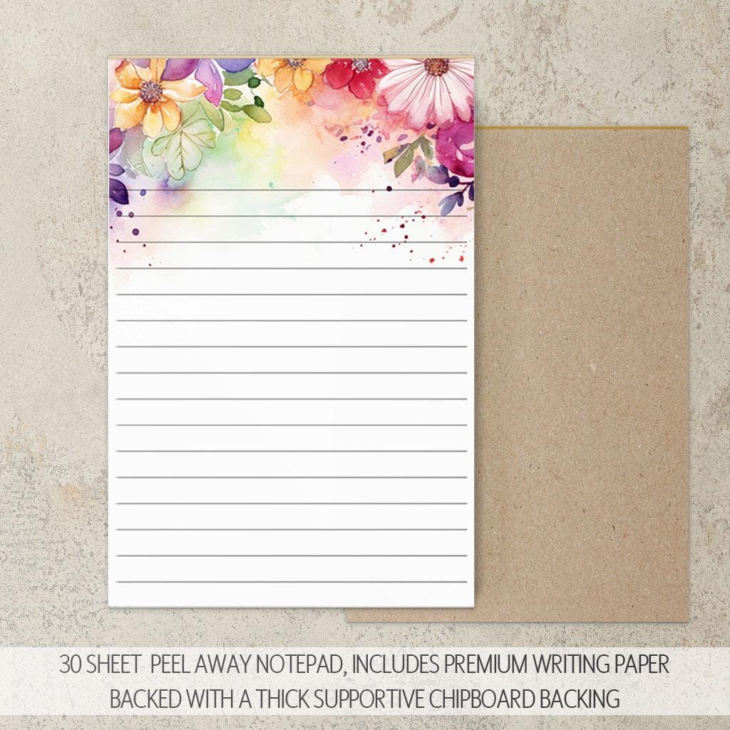 Personalized Stationery Set – Rainbow Wildflowers Letter Writing Gift Set with Pen & Notepad