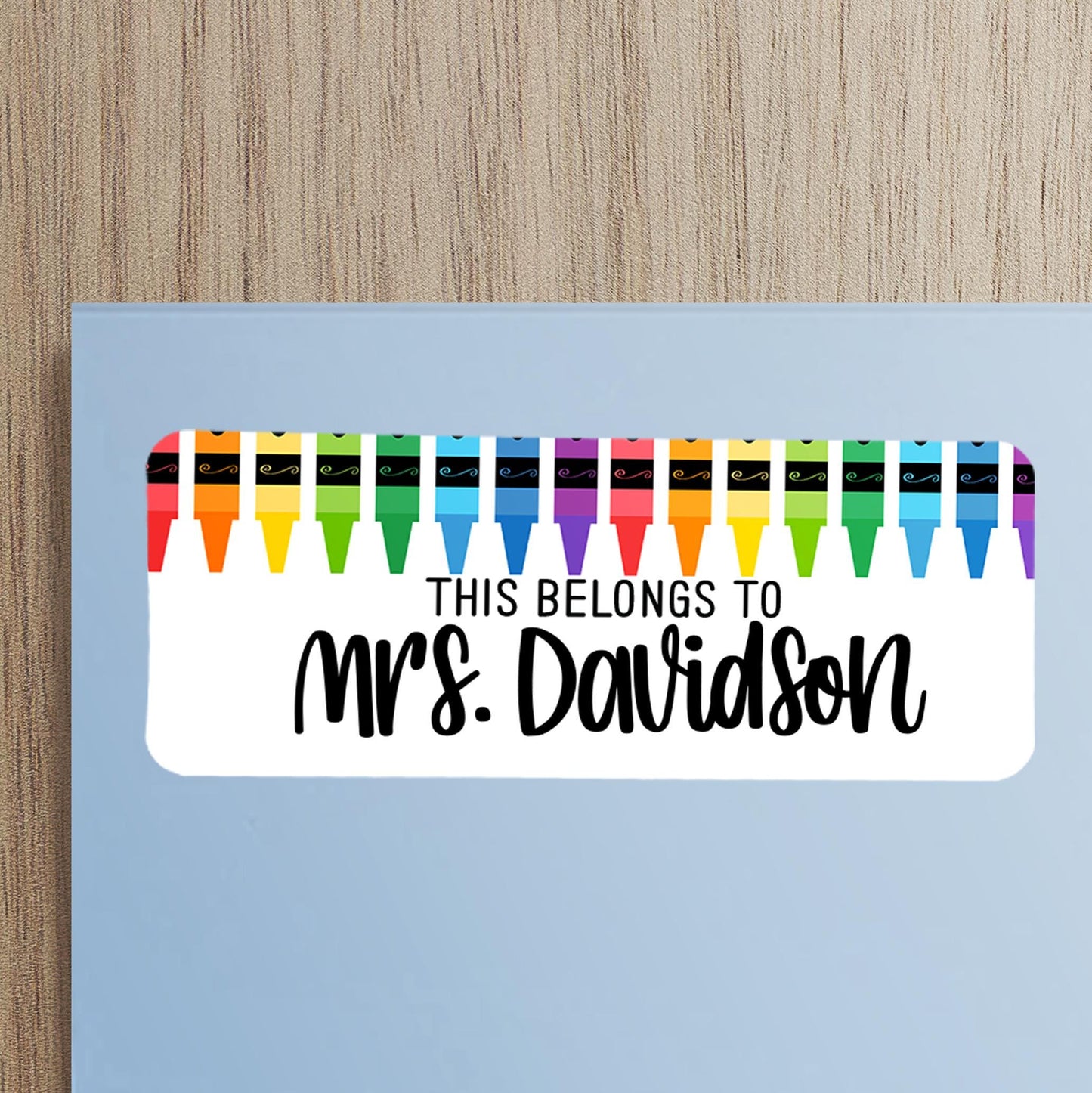 Teacher Name Labels - Personalized Name Stickers | Rainbow Teacher Labels, Water Resistant
