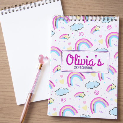 Personalized Kids Sketchbook - Custom Drawing Pad With Name | Spiral Bound Art Book