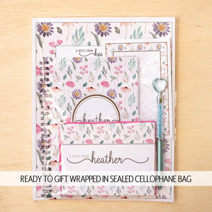 Personalized Stationery Set - Sunflower Notebook, Letter Writing Sets & Floral Notepads Gift