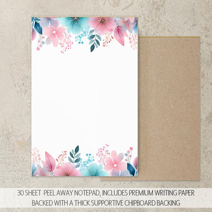 Personalized Stationery Set - Rainbow Wildflowers Letter Writing Sets with Pen & Envelopes