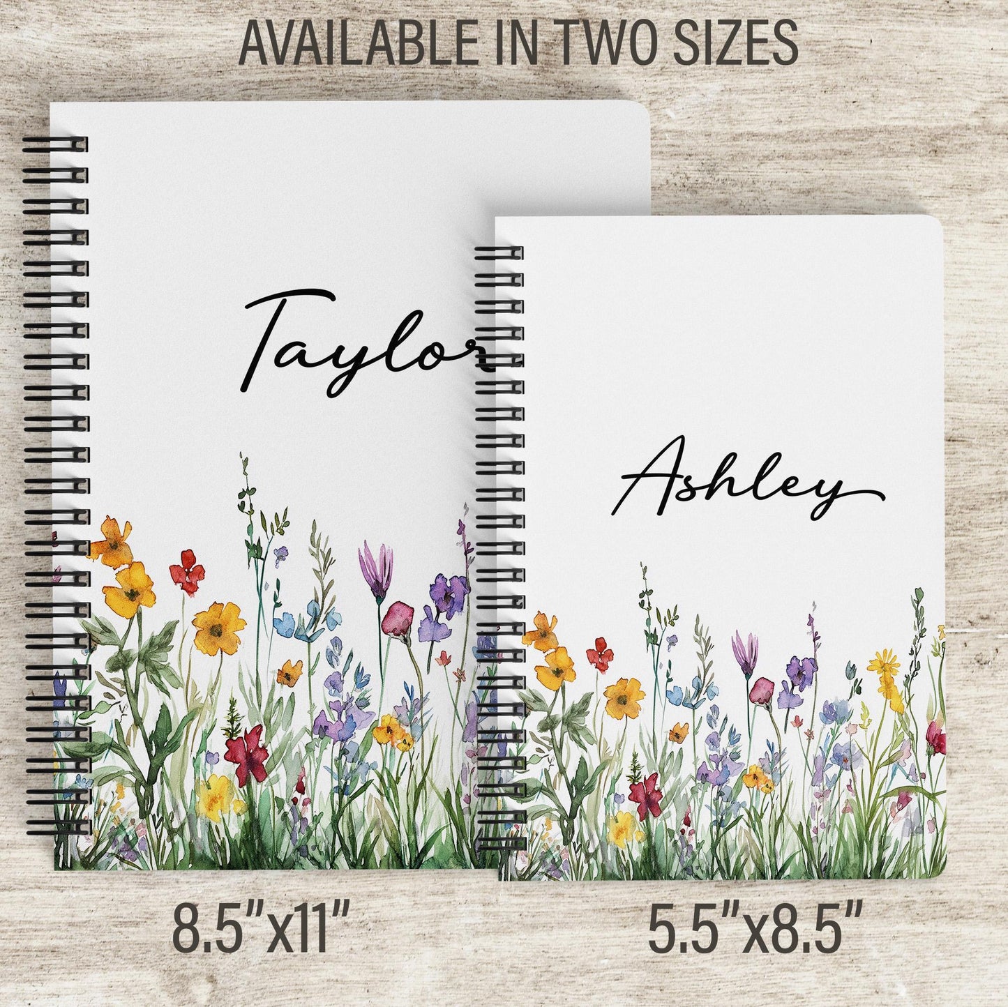 Personalized Spiral Notebook - Custom Wildflower Journal with Name | Teacher Gift