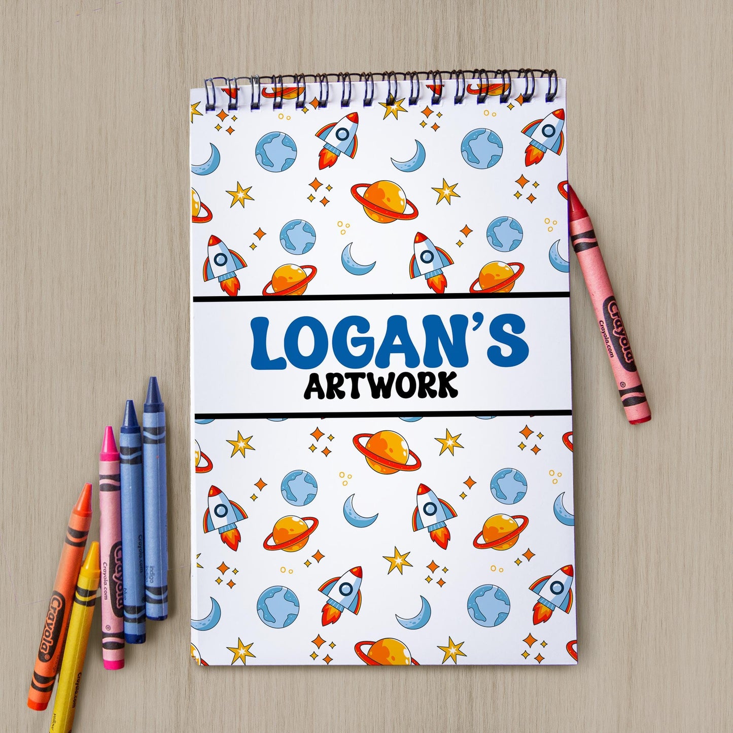 Personalized Kids Sketchbook – Custom Drawing Pad with Heavyweight Paper | Rocket Space Design