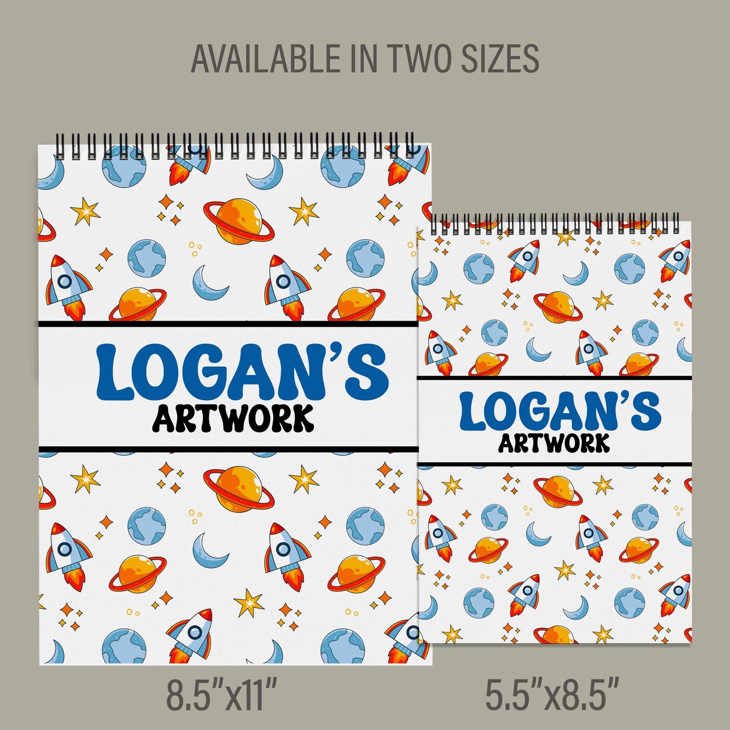 Personalized Kids Sketchbook – Custom Drawing Pad with Heavyweight Paper | Rocket Space Design