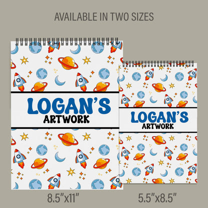 Personalized Kids Sketchbook – Custom Drawing Pad with Heavyweight Paper | Rocket Space Design
