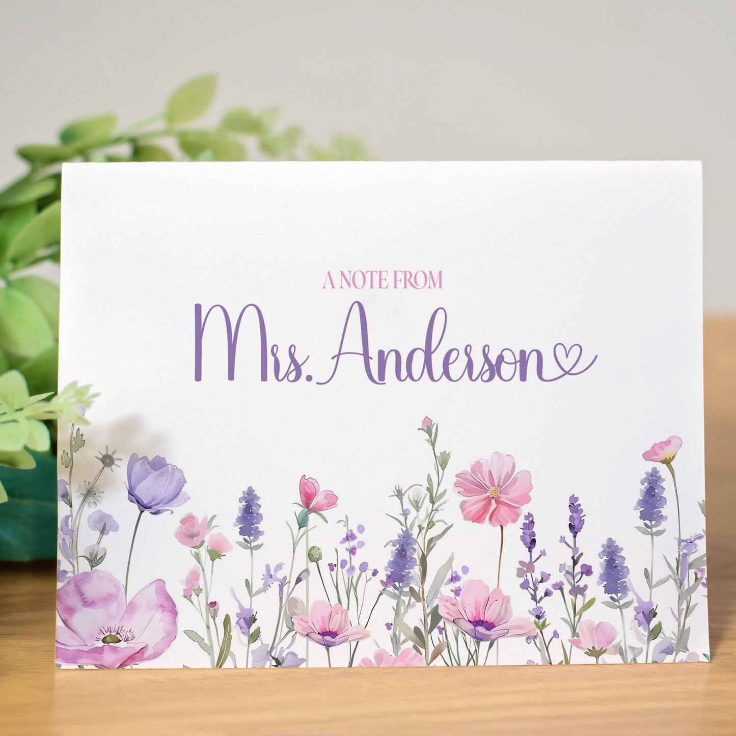 Personalized Note Cards - Custom Name Cards Wildflower Stationery Set with Envelopes