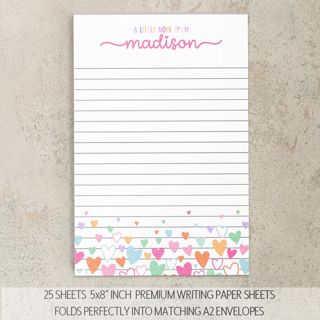 Personalized Stationery Set – Girls Letter Writing Sets with Glitter Pen & Notepad