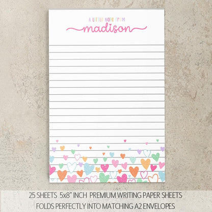Personalized Stationery Set – Girls Letter Writing Sets with Glitter Pen & Notepad