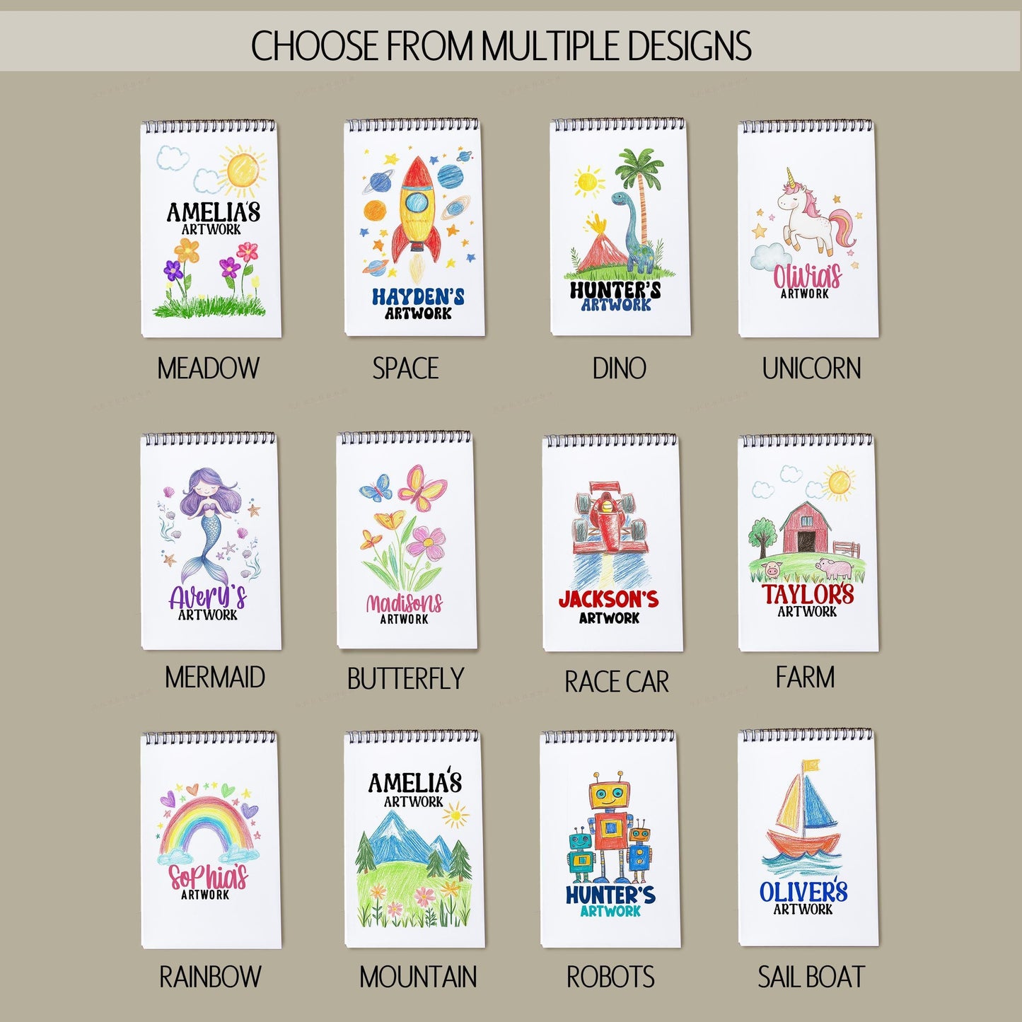 Personalized Kids Sketchbook - Custom Mermaid Drawing Pad for Girls | Party Favor Gift