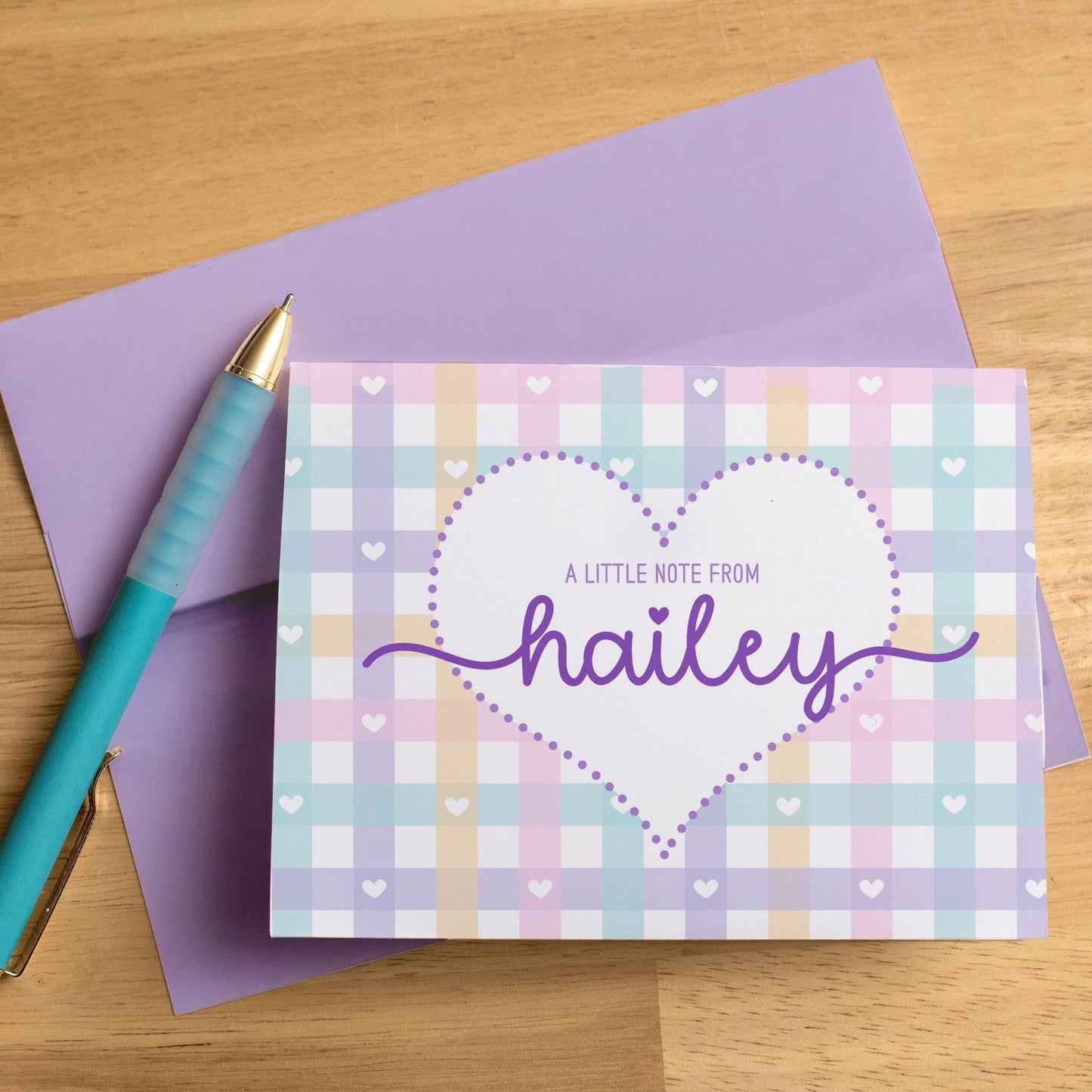 Personalized Note Cards - Custom Name Notecards | Cute Girls Stationery Set with Envelopes