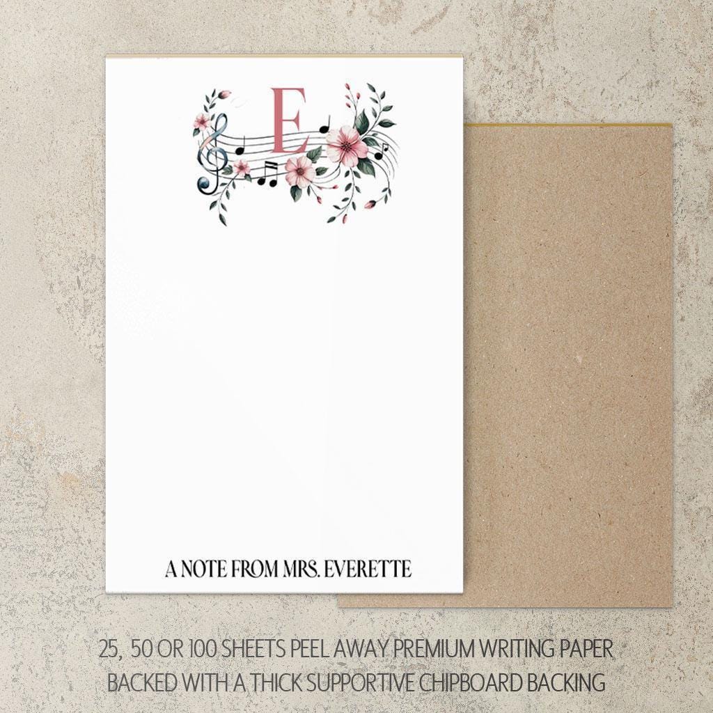 Personalized Music Notepad | Custom Music Stationery for Piano Teacher Gifts