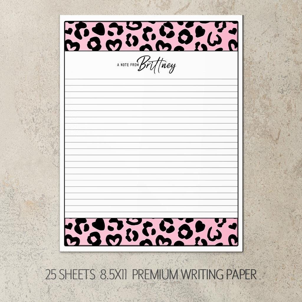 Personalized Stationery Set – Pink Cheetah Leopard Letter Writing Gift Set with Notebook & Pen