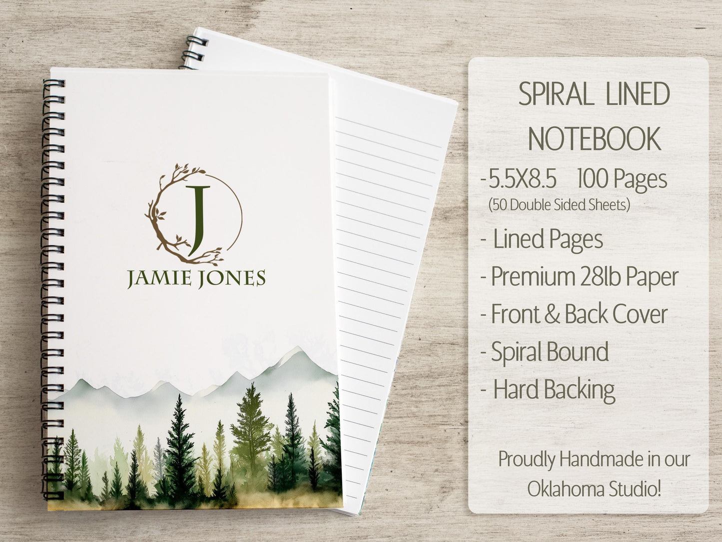 Personalized Stationery Set - Mountain Forest Stationery Gift Box with Notebook & Envelopes