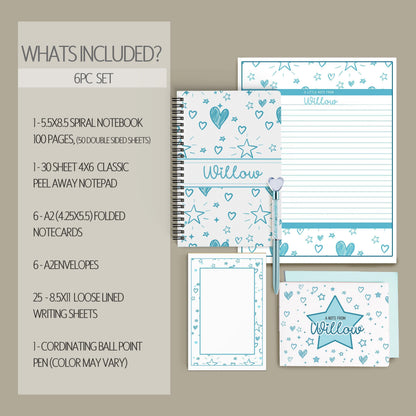 Personalized Stationery Set - Girls Letter Writing Paper & Teen Tween Notebook Gift