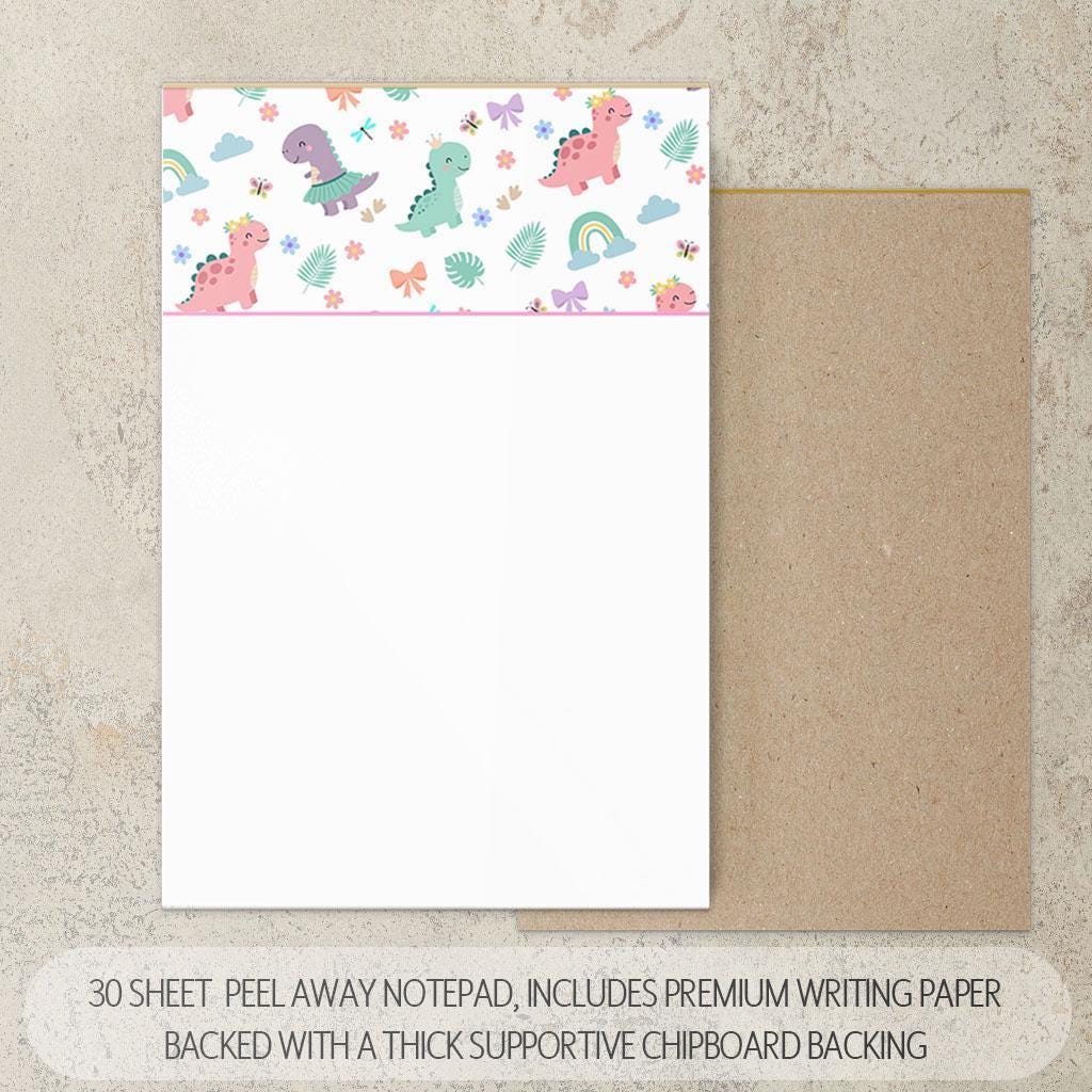 Kids Dino Stationery Set - Personalized Dinosaur Writing Paper & Notepad with Stickers