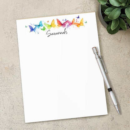 Personalized Notepad - Custom Rainbow Butterfly Notepads | Office Memo Pad Gift